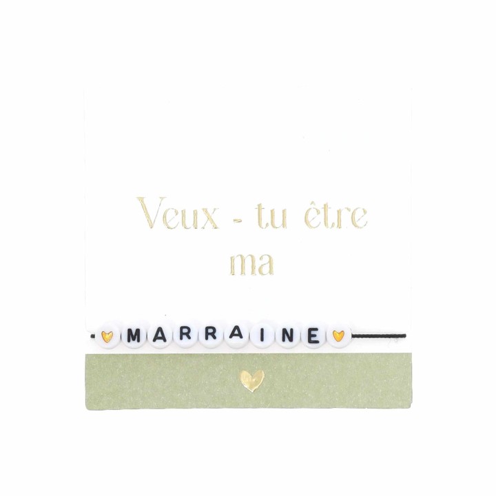 Bracelet Perles Veux-tu être ma Marraine ? Vert - Cadeau Baptême