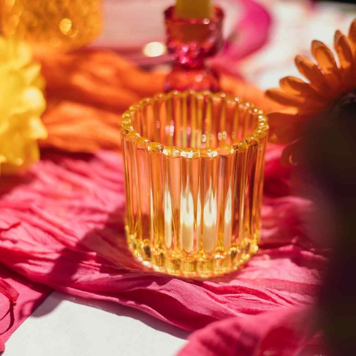 3 Photophores Mira Jaune, Orange et Fuchsia - Décoration table