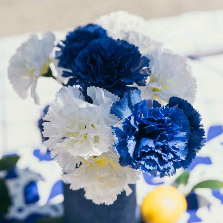 Bouquet 6 Œillets Indigo 32 cm – Décoration Florale
