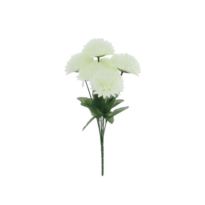 Bouquet 6 Dahlias Blancs et Feuillage 32 cm – Décoration Florale