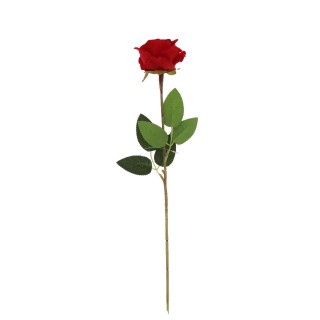 Branche Rose Rouge Effet Velours 70 cm – Décoration Florale