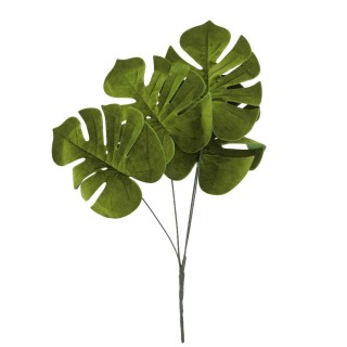 Branche 4 Feuilles Monstera Velours 60 cm – Décoration Florale