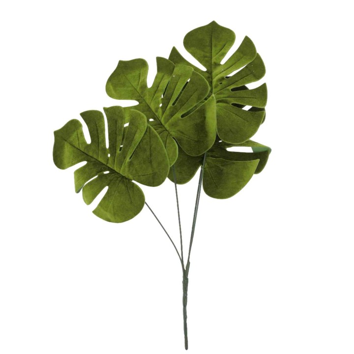 Branche 4 Feuilles Monstera Velours 60 cm – Décoration Florale