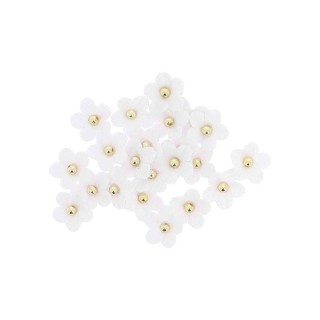Marguerites Perles Blanches/Or 3 cm x24 – Décoration Florale