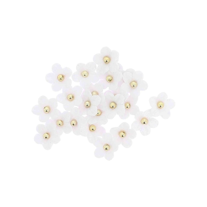 Marguerites Perles Blanches/Or 3 cm x24 – Décoration Florale
