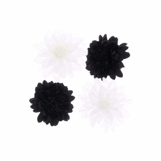Tête de Dahlia Noir/Blanc 15 cm x4 – Décoration Florale