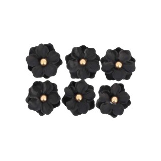 Magnolias Noirs/Or 5 cm x6 – Décoration Florale
