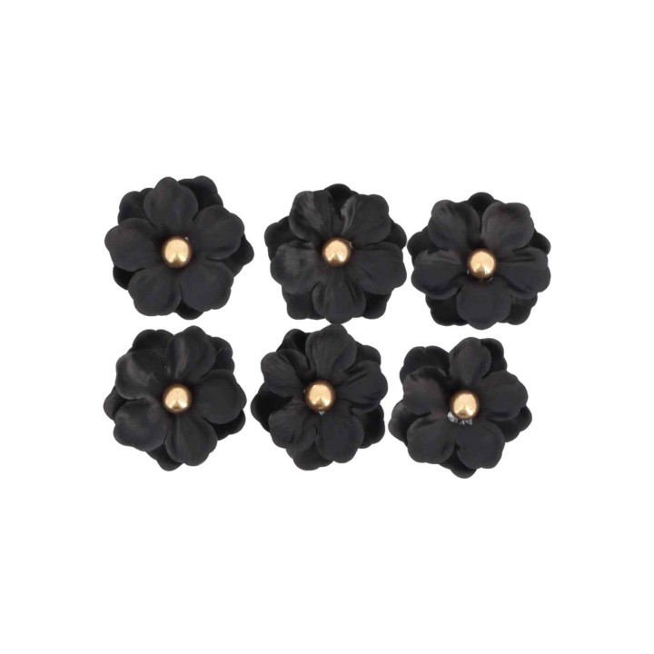 Magnolias Noirs/Or 5 cm x6 – Décoration Florale