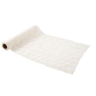 Chemin de Table Voile Brodé Macramé Ivoire - Décoration table