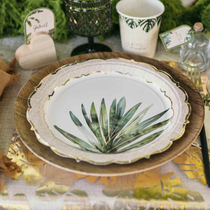 Assiettes GM Coco Palm x8 – Décoration Tropicale