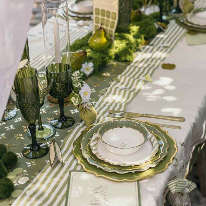 Chemin de Table Tissu Rayé Jardin à la Française - Décoration Table