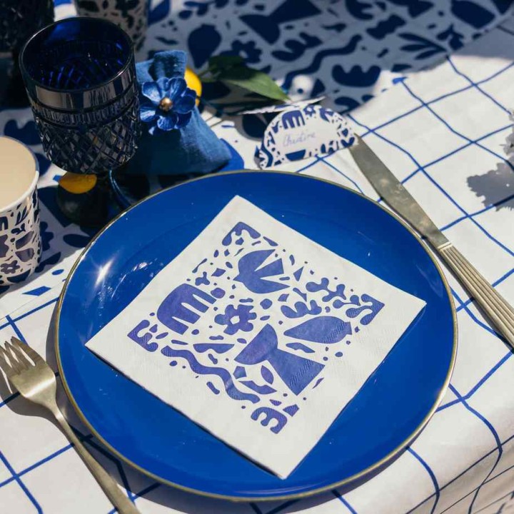 Serviettes Bleu Azur x16 - Décoration table