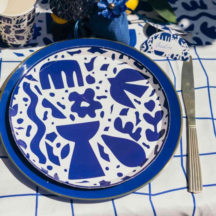 Grandes Assiettes Bleu Azur x8 - Décoration table