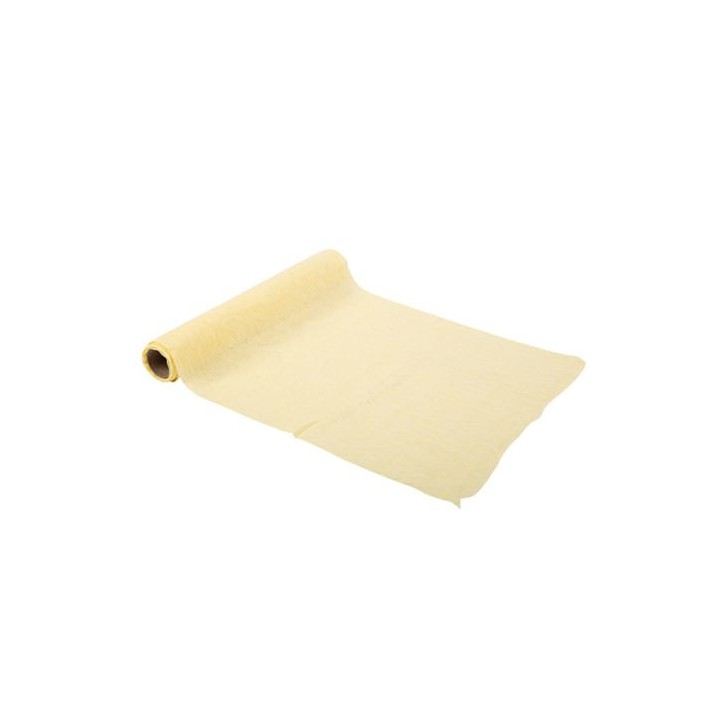 Chemin de table tissu jacquard jaune pâle 28cm x 5m - Décoration table