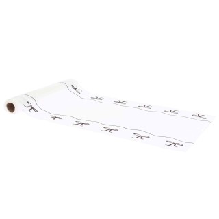Chemin de table tissu blanc petits nœuds noirs 28cm x 5m - Décoration table