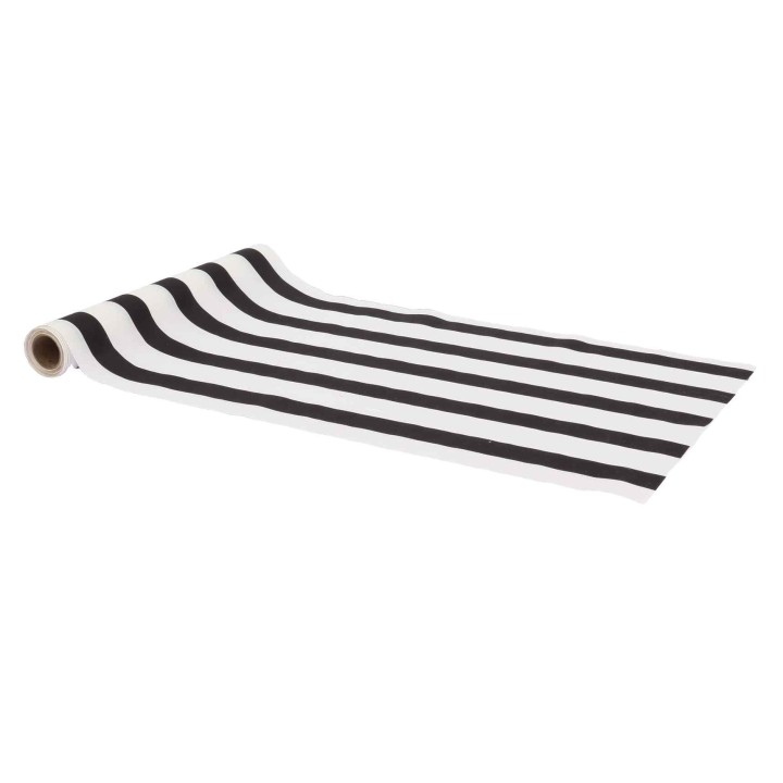 Chemin de table tissu rayé noir et blanc 28cm x 5m - Décoration table
