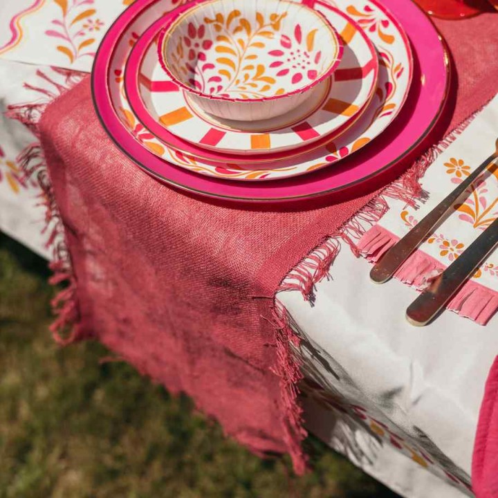 Chemin de table tissu effiloché - Décoration table