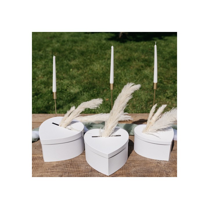 Urne cœur blanc carton - Boîte mariage