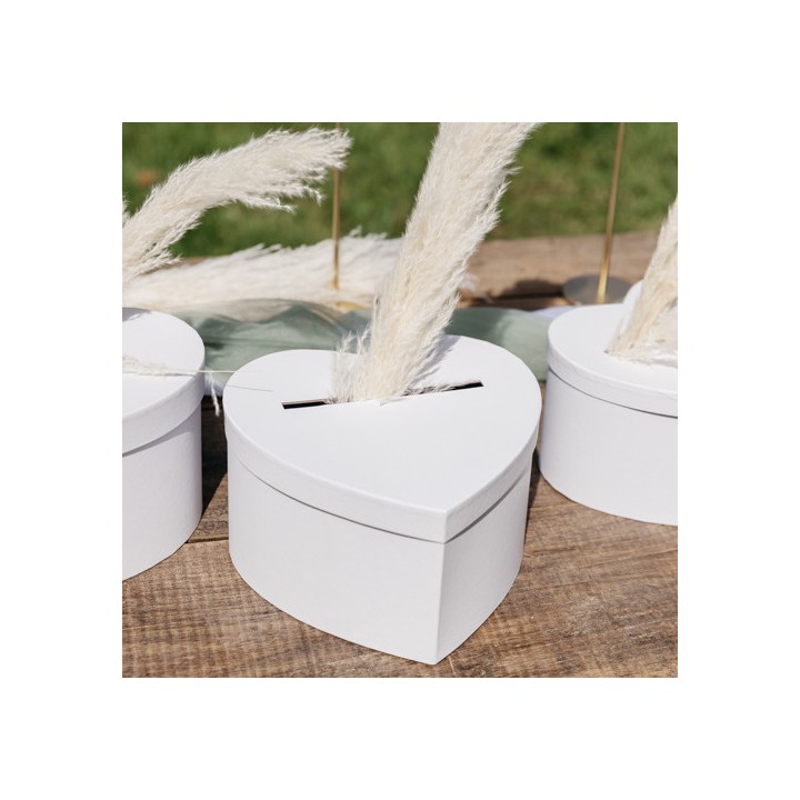 Urne cœur blanc carton - Boîte mariage