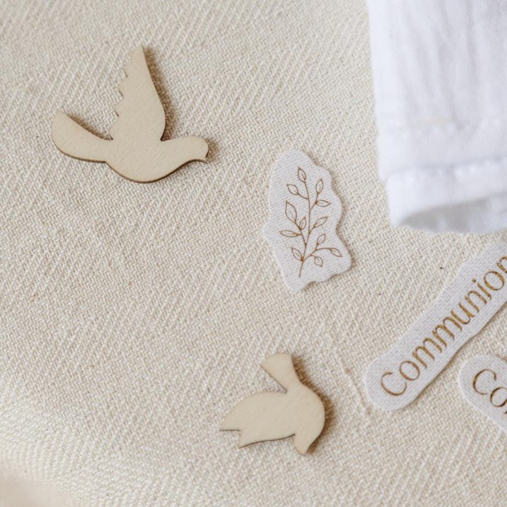 Confettis communion lin x100 beige et or - Décoration de table