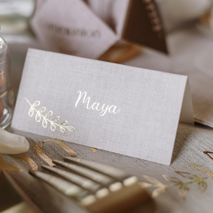 Marque-places communion effet lin x10 - Accessoires table