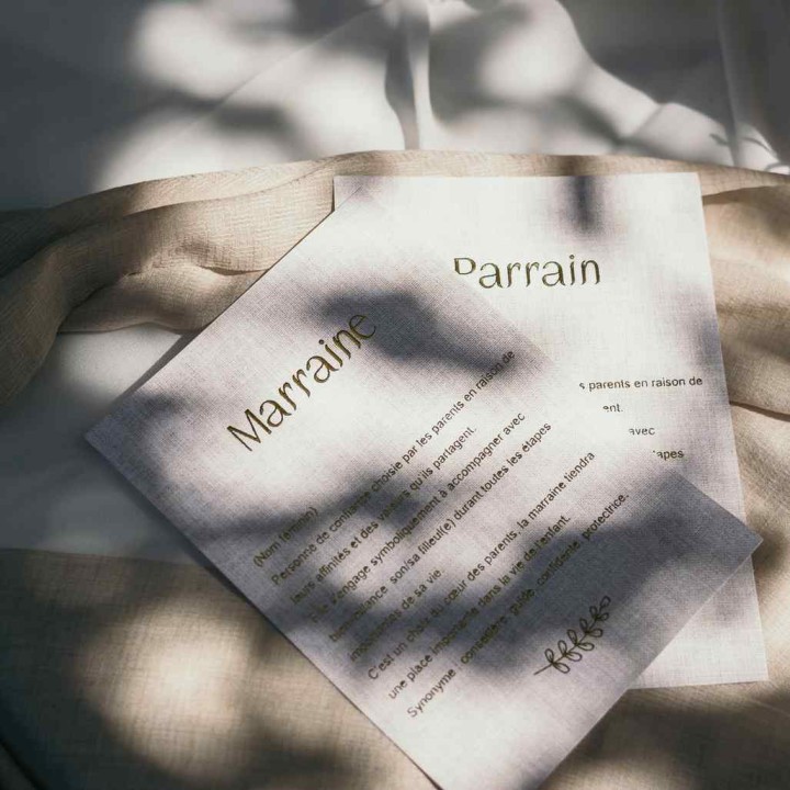 Cartes "Parrain" et "Marraine" communion imprimées x2 - Cadeaux