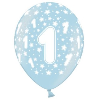 Ballon anniversaire 1 an bleu x 6