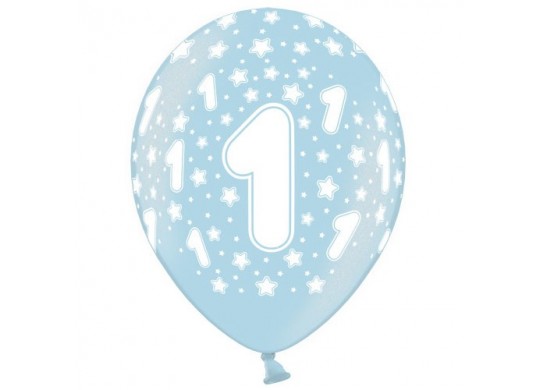 Ballon anniversaire 1 an bleu x 6