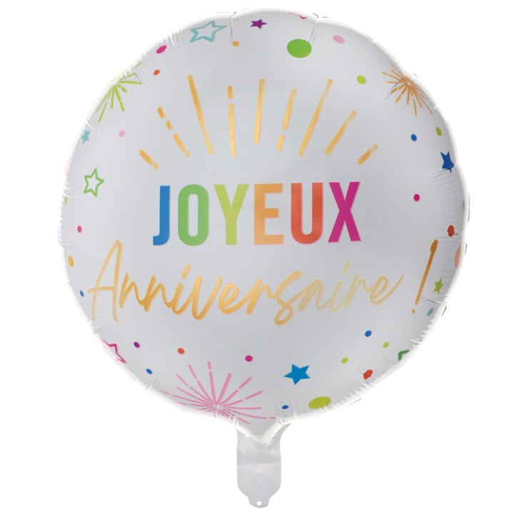 Ballon aluminium anniversaire Festicolor 45 cm - Décoration anniversaire
