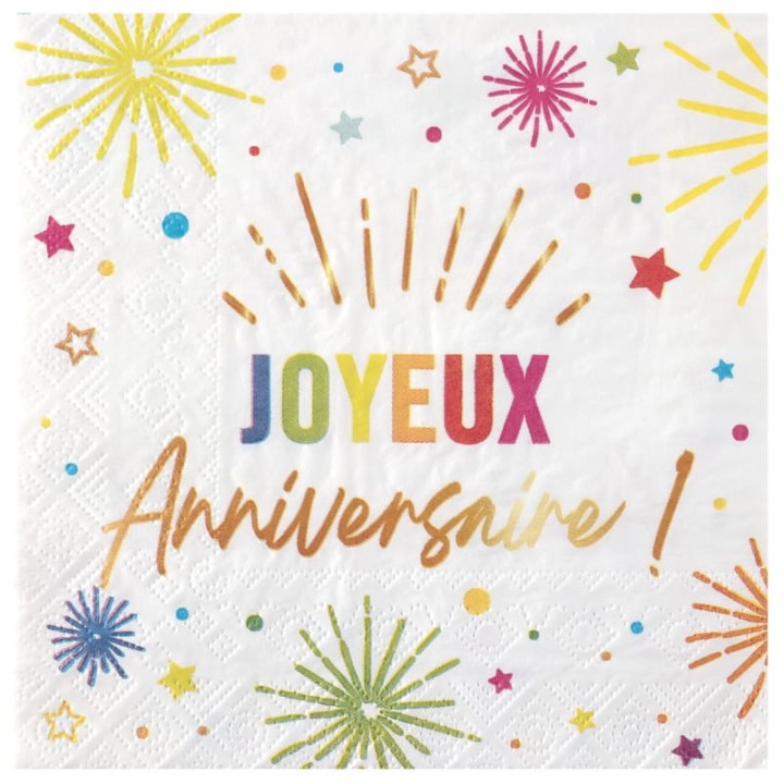Serviettes « Joyeux Anniversaire » Festicolor - Décoration anniversaire
