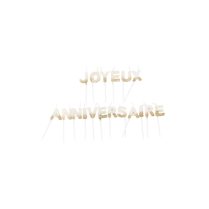 Bougie Joyeux anniversaire blanc/or - Anniversaire