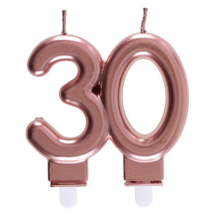 Bougie âge métallisée - Rose gold, argent ou or
