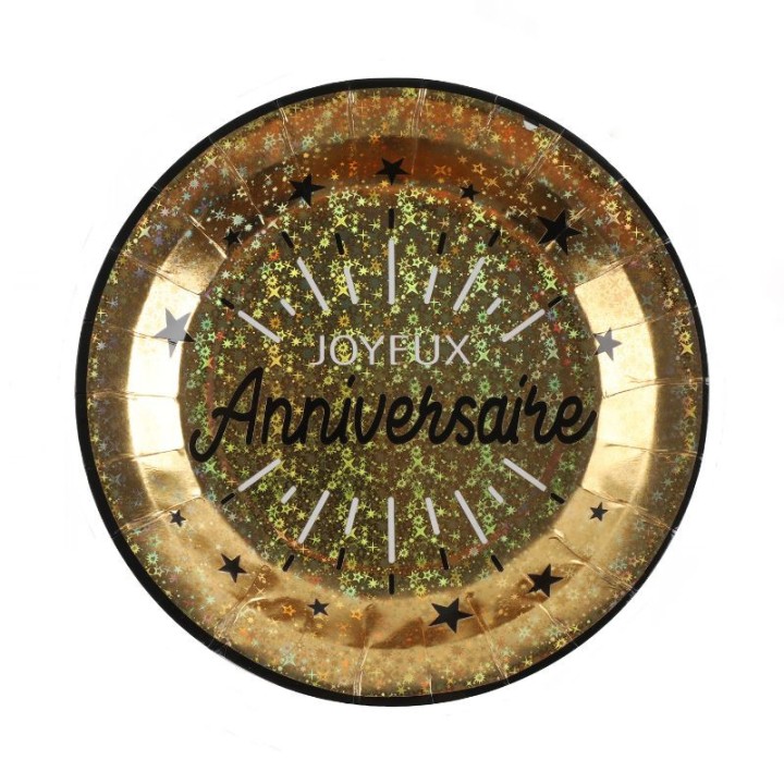 10  Assiettes anniversaire étincelant 23 cm - Décoration table
