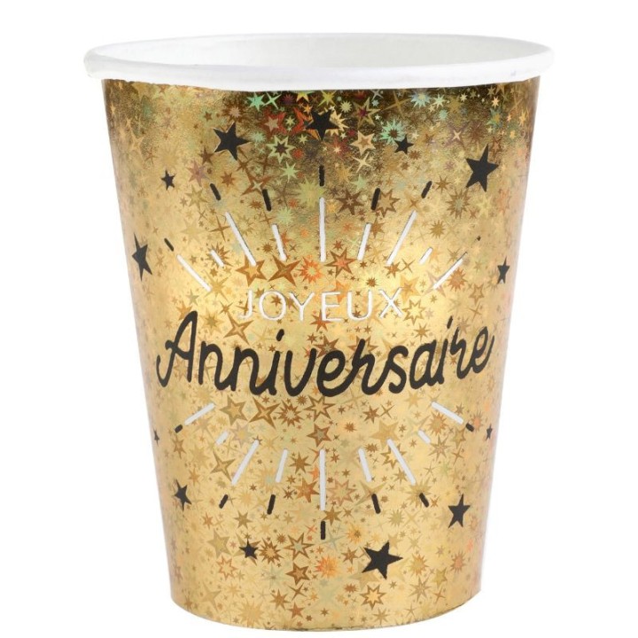 Gobelets anniversaire étincelant 27 cl x10 - Décoration table