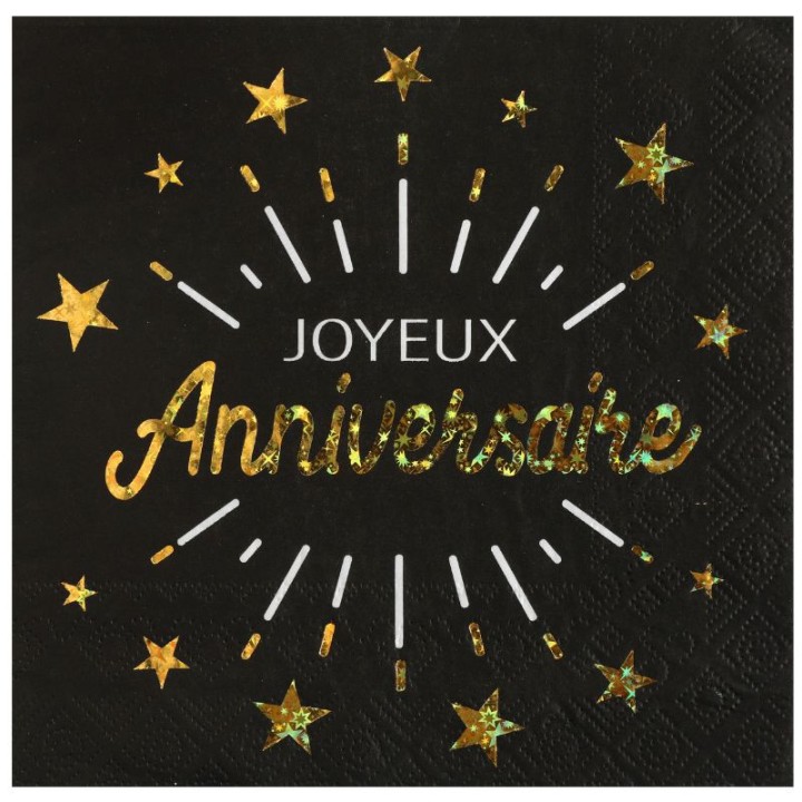 10 Serviettes « Joyeux Anniversaire » étincelant - Décoration table