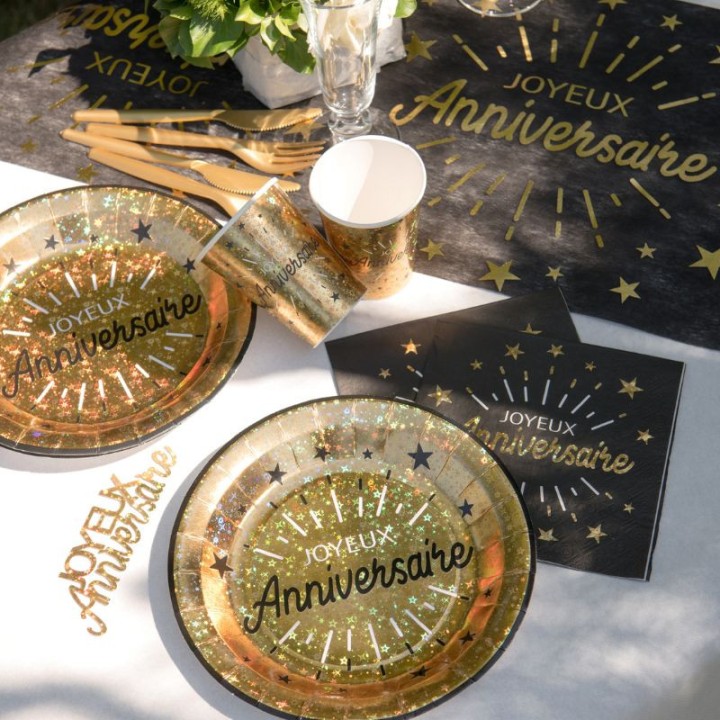 10 Serviettes « Joyeux Anniversaire » étincelant - Décoration table