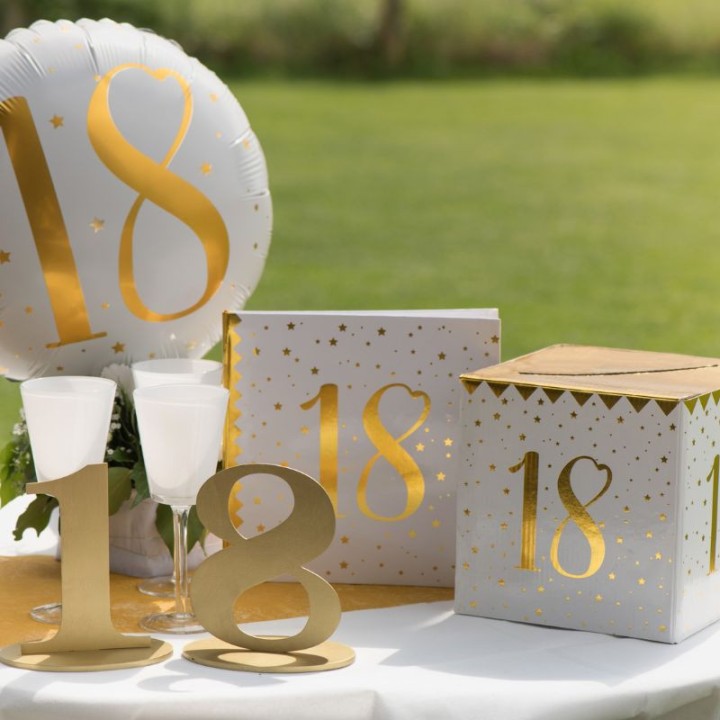 Tirelire anniversaire blanche 20 cm - Décoration table