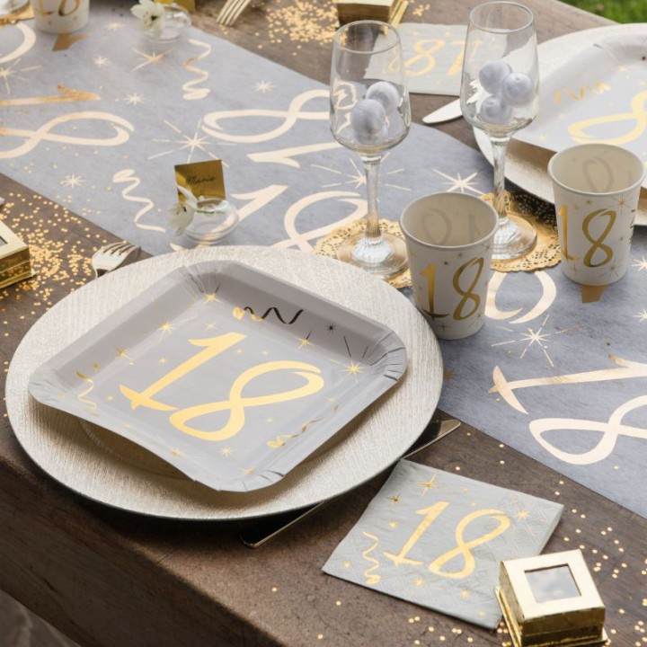 Assiettes anniversaire chiffres dorés - Décoration table