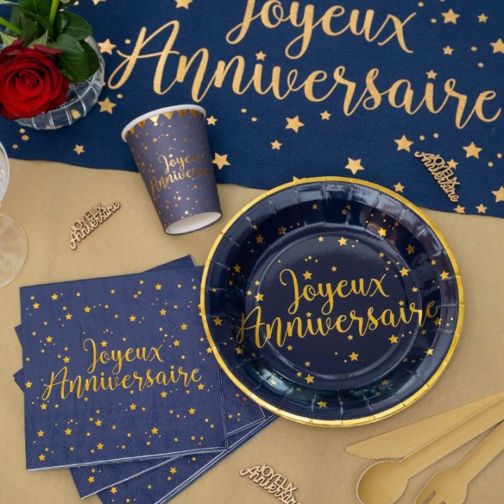 10 Assiettes anniversaire métallisé - Décoration table