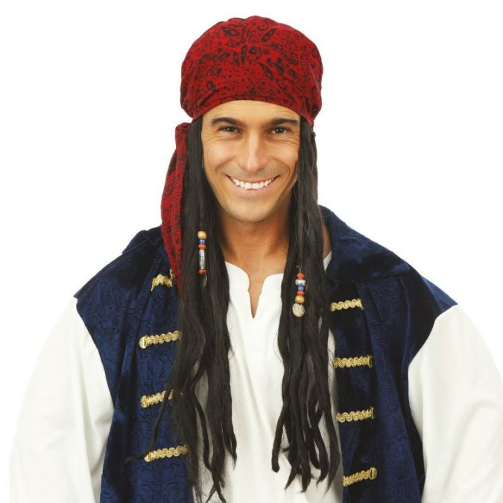 Perruque pirate adulte avec foulard et dreadlocks - Déguisement