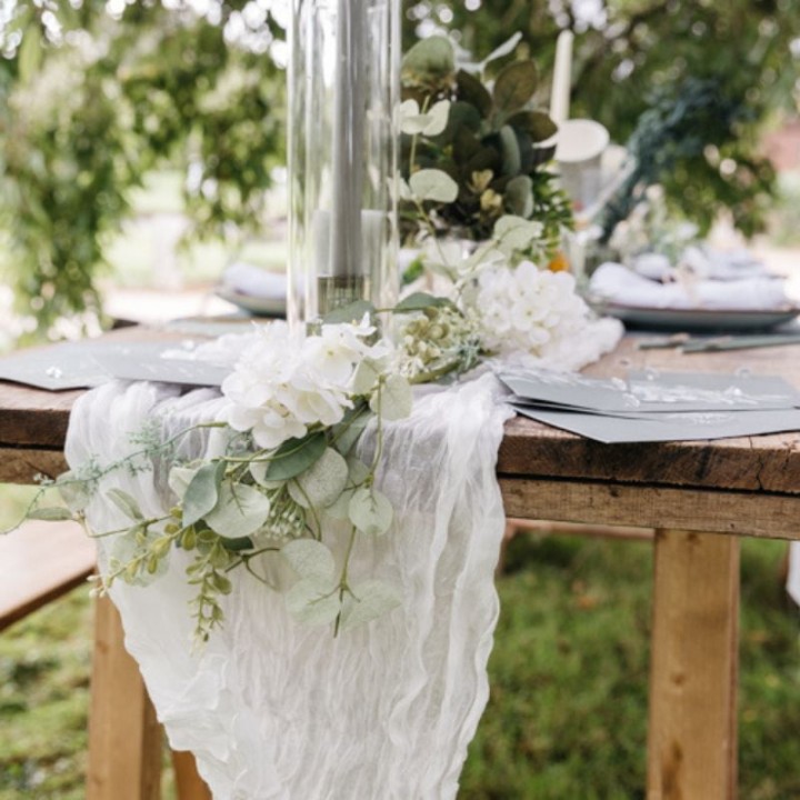 Chemin de table gaze de coton 90 cm x 3 m - Décoration table