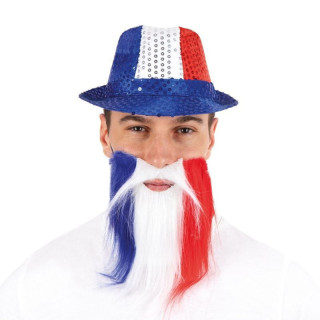Moustache et barbe tricolore - Accessoires de supporter