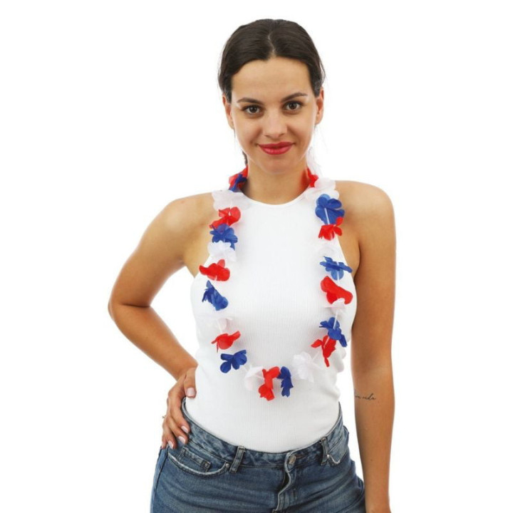 Collier hawaïen France bleu blanc rouge - Accessoire de supporters
