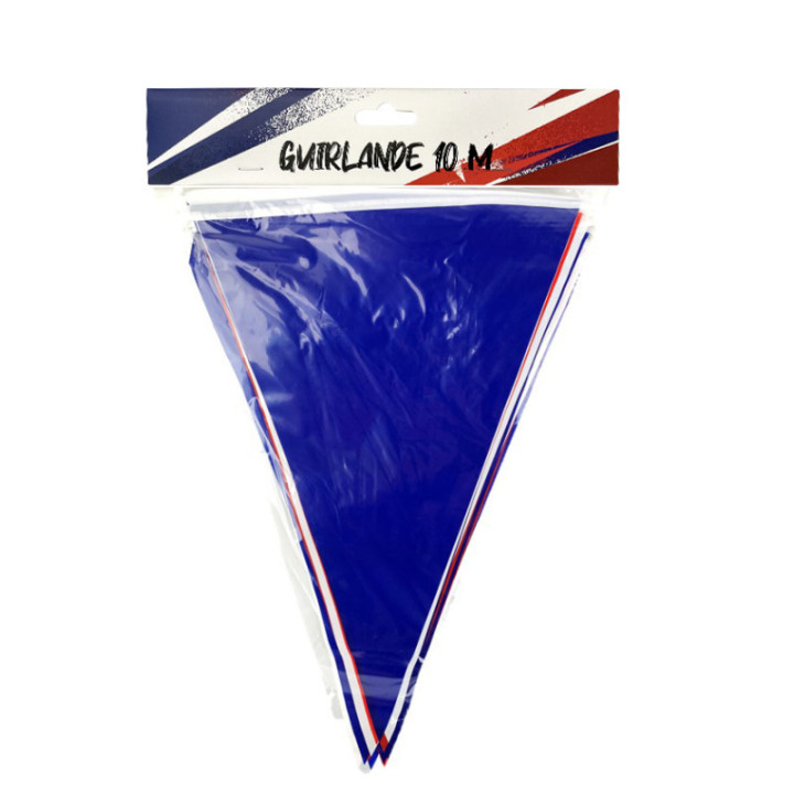 Guirlande 20 fanions bleu blanc rouge 10 m - Décoration fête et événement sportif