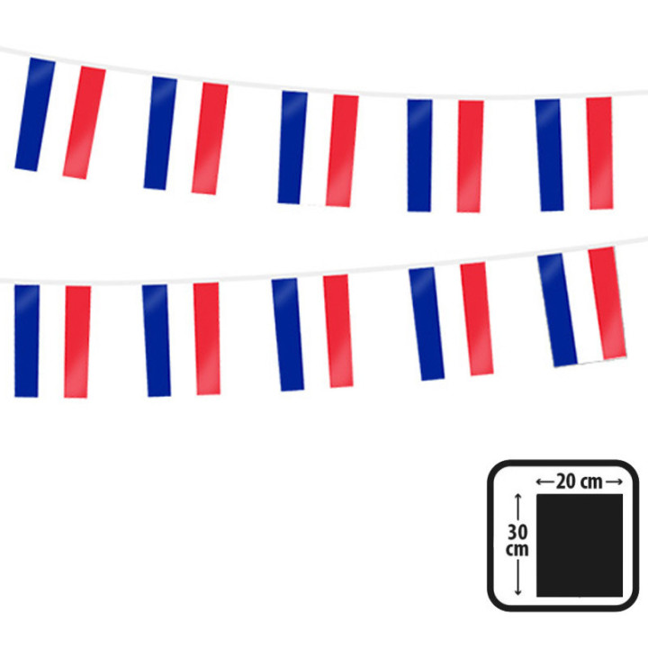 Guirlande 20 fanions rectangle drapeau France 10 m - Décoration événement sportif