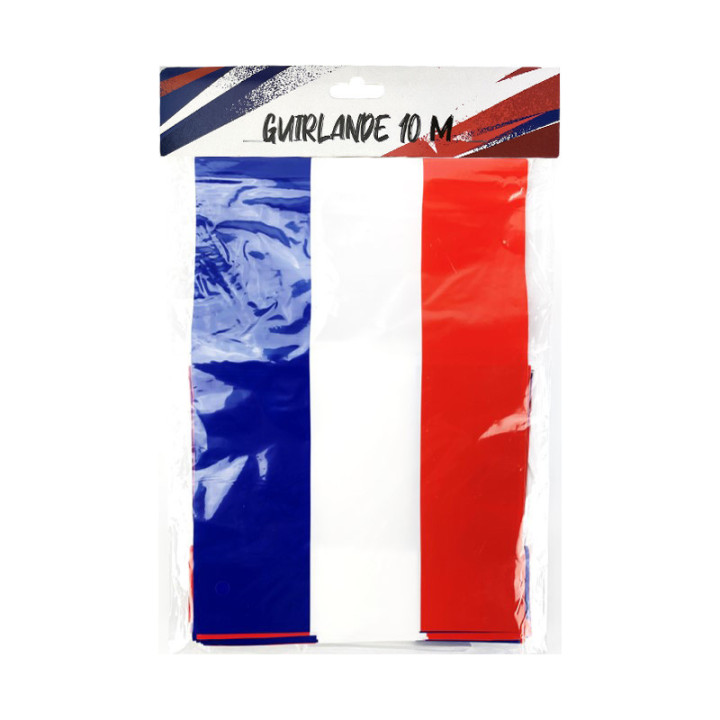 Guirlande 20 fanions rectangle drapeau France 10 m - Décoration événement sportif