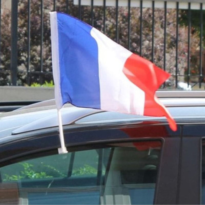 Drapeau voiture France 30x45 cm avec hampe - Accessoire supporter Coupe du Monde