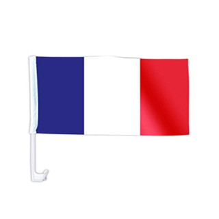 Drapeau voiture France 30x45 cm avec hampe - Accessoire supporter Coupe du Monde