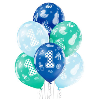 Ballon anniversaire bleu 1 an - Décoration anniversaire