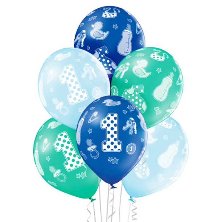 Ballon anniversaire bleu 1 an - Décoration anniversaire